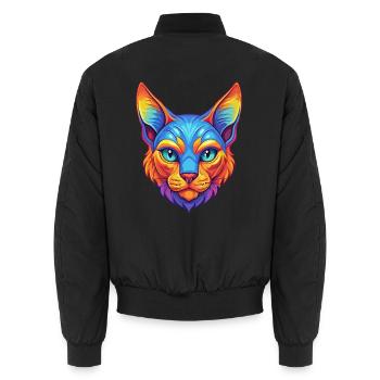 German Rex Katzenrasse Cartoon Kawaii Tier Haustier - Unisex Bomberjacke - Schwarz - Hinten - AI Model Male 185 light (185cm)
