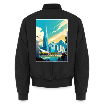 Seoul Südkorea Reise Poster Souvenir Farbe WPA - Unisex Bomberjacke - Schwarz - Hinten - AI Model Male 185 light (185cm)
