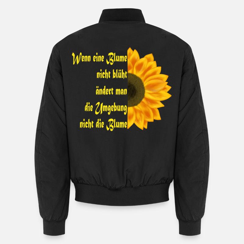 Sonnenblume trifft Textkunst - Unisex Bomberjacke - Schwarz