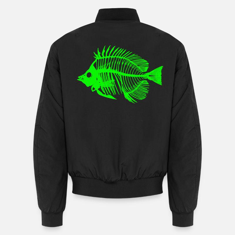Leuchtender Fisch Skeleton Design Unisex Bomberjacke