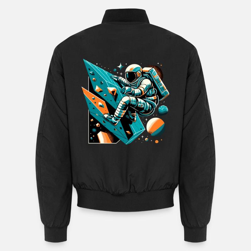 Bouldering Astronaut Gift - Unisex Bomber Jacket - black