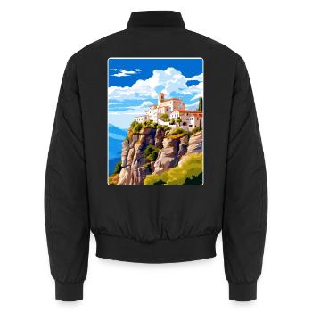 Kalambaka Grèce Affiche de voyage Peinture Souvenir WPA - Bomber unisexe - noir - Dos - AI Model Male 185 light (185cm)