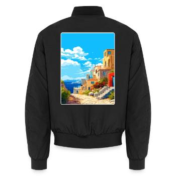 Elafonisos Grèce Affiche de voyage Peinture Souvenir WPA - Bomber unisexe - noir - Dos - AI Model Male 185 light (185cm)