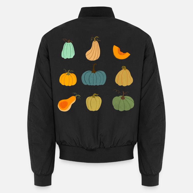 Bunte Herbstkürbis-Kollektion - Unisex Bomberjacke - Schwarz