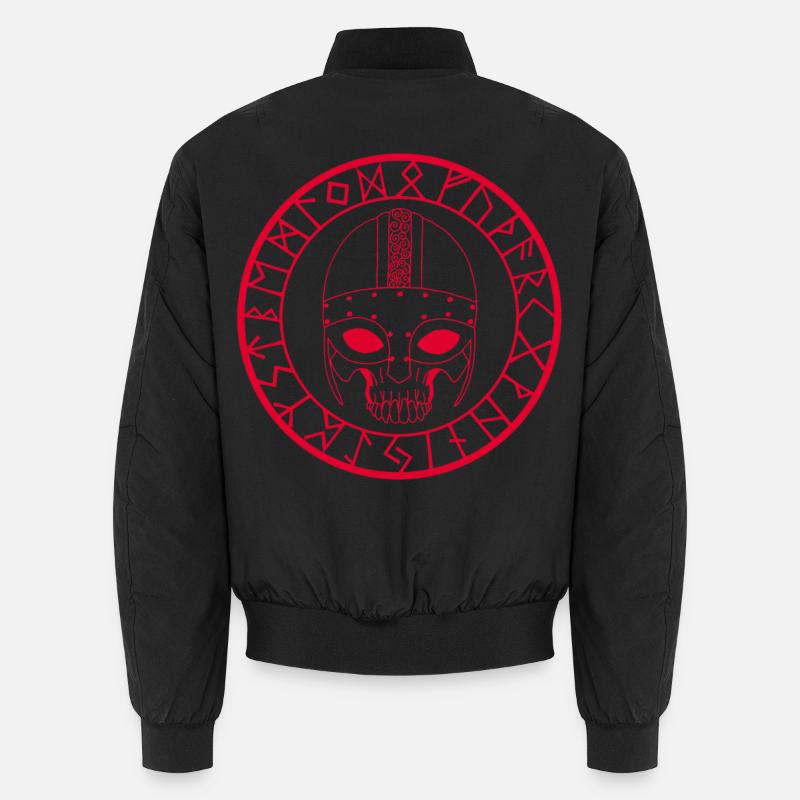 Wikinger Schädel (Rot) - Unisex Bomberjacke - Schwarz