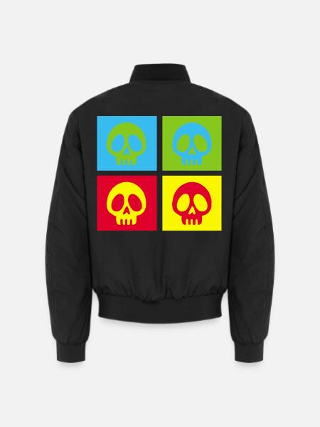 Pop art manga skull - Unisex Bomber Jacket - black