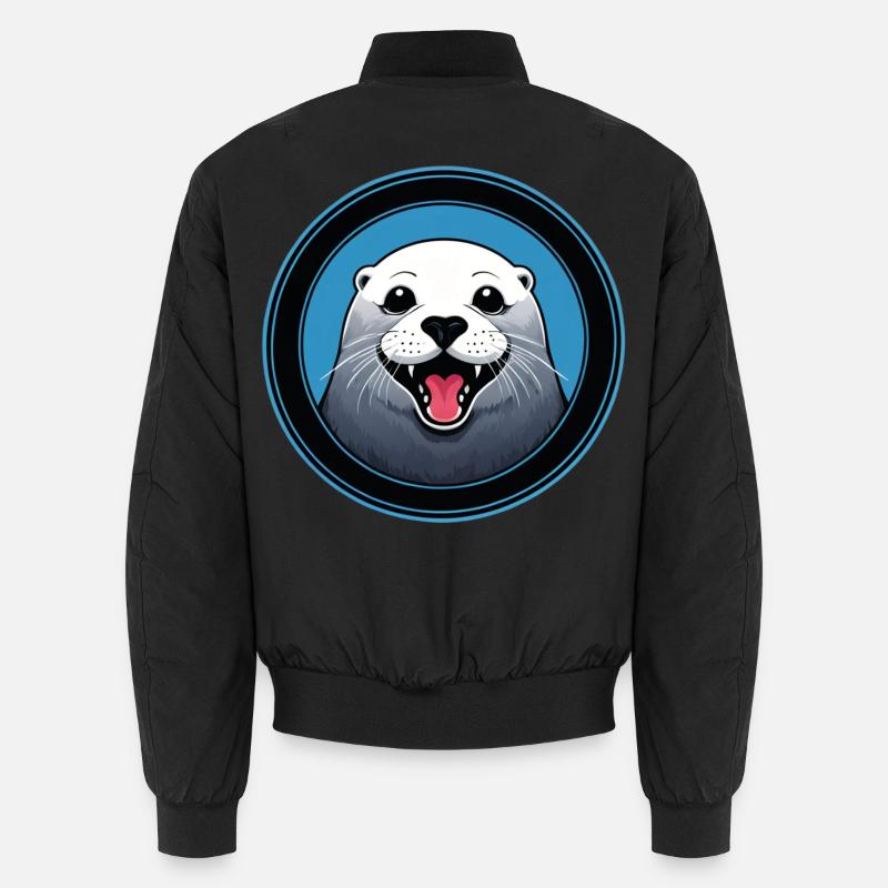 Cheerful seal - Unisex Bomber Jacket - black
