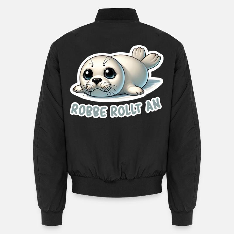 Robbe rollt an - Unisex Bomberjacke - Schwarz