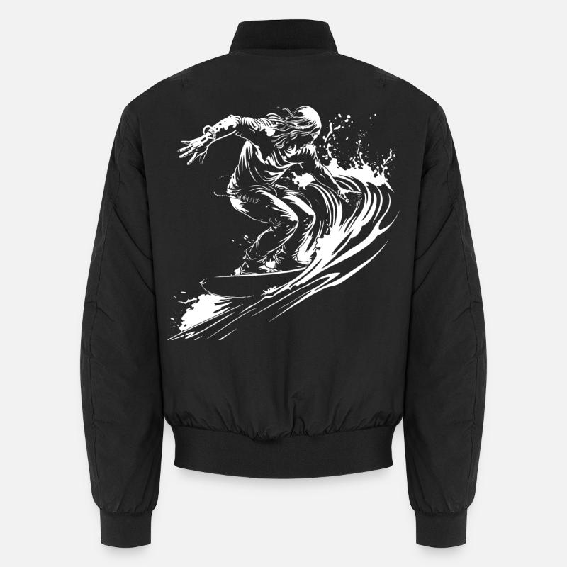 Surfer Sketch - Unisex Bomber Jacket - black