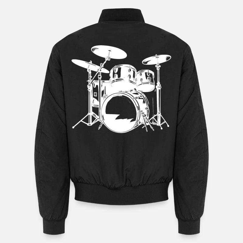 Drumkit Drawing - Unisex Bomber Jacket - black