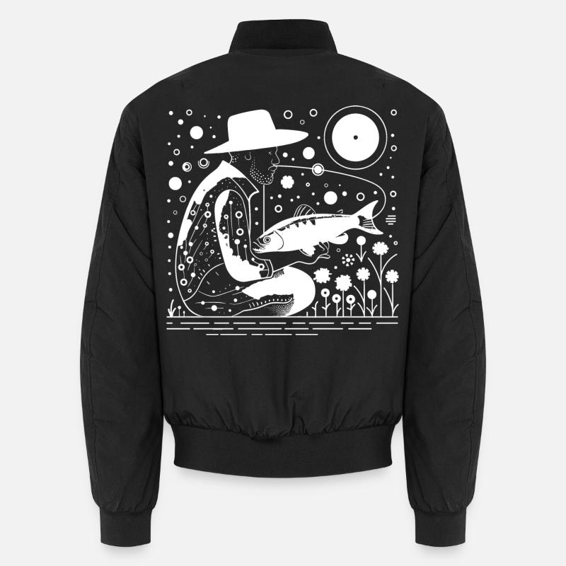 Angler Sketch - Unisex Bomber Jacket - black