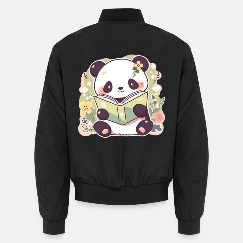 Panda liest ein Buch - niedliches Cartoon-Design Unisex Bomberjacke