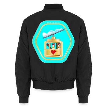 SKIFAHREN PAARE - HÜHNER COMIC - Unisex Bomberjacke - Schwarz - Hinten - AI Model Male 185 light (185cm)