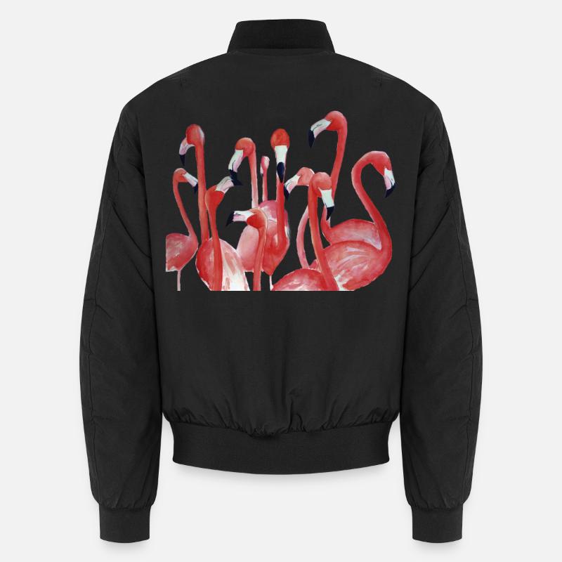 Lebendiges Flamingo-Aquarell-Ensemble Unisex Bomberjacke