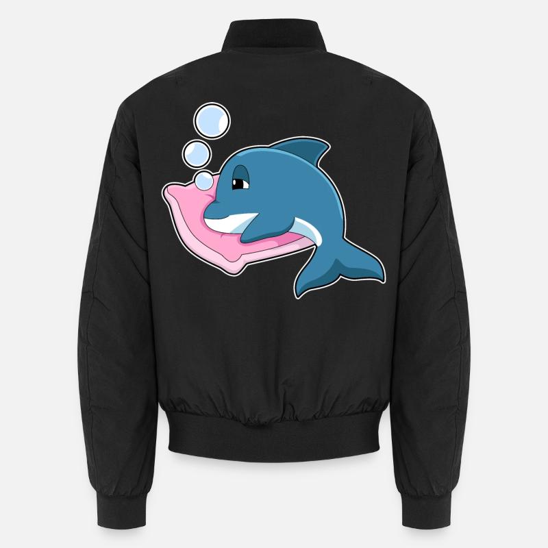 Dolphin Sleeping Pillow - Unisex Bomber Jacket - black