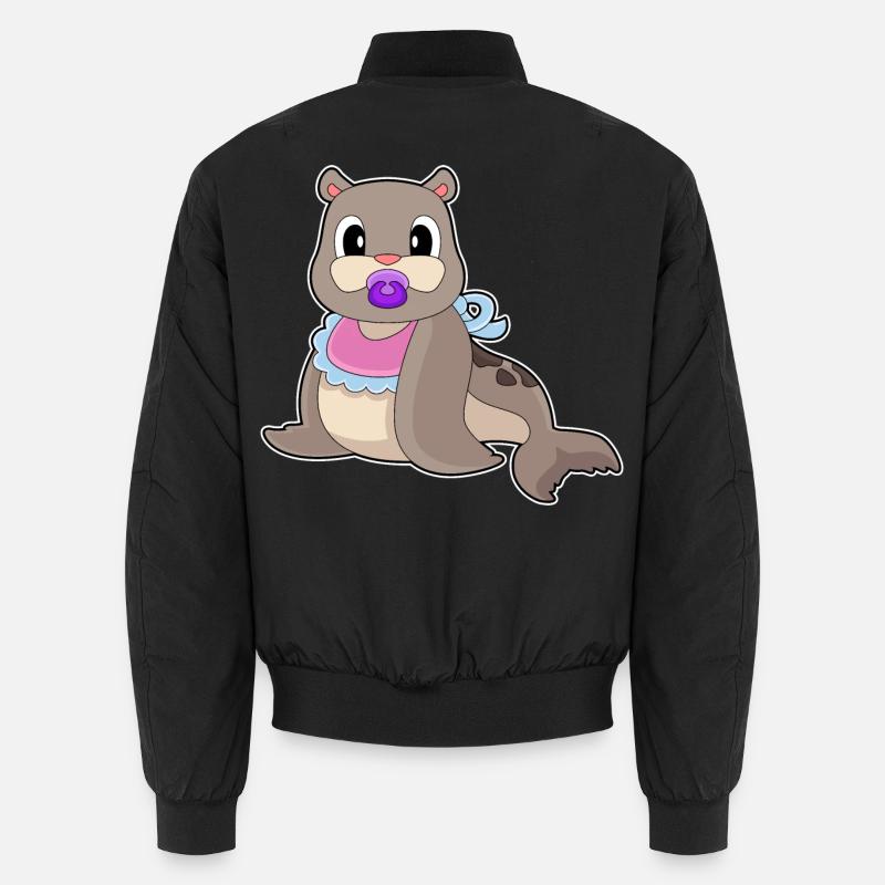 Seehund Baby Schnuller - Unisex Bomberjacke - Schwarz