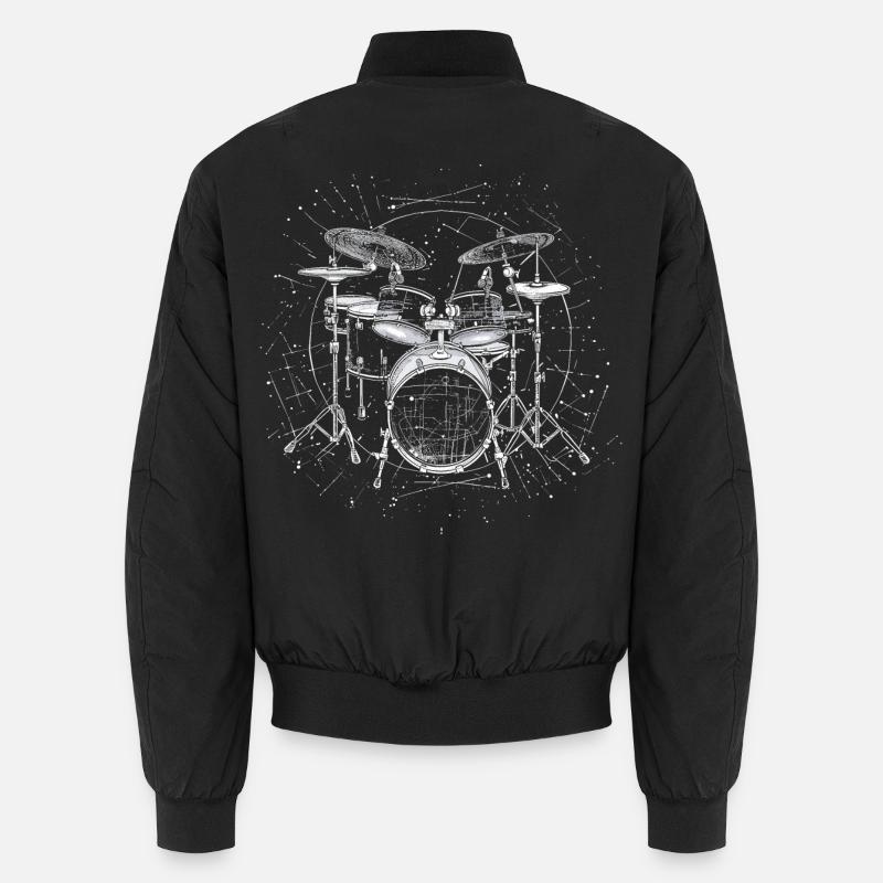 Drum Sketch - Unisex Bomber Jacket - black