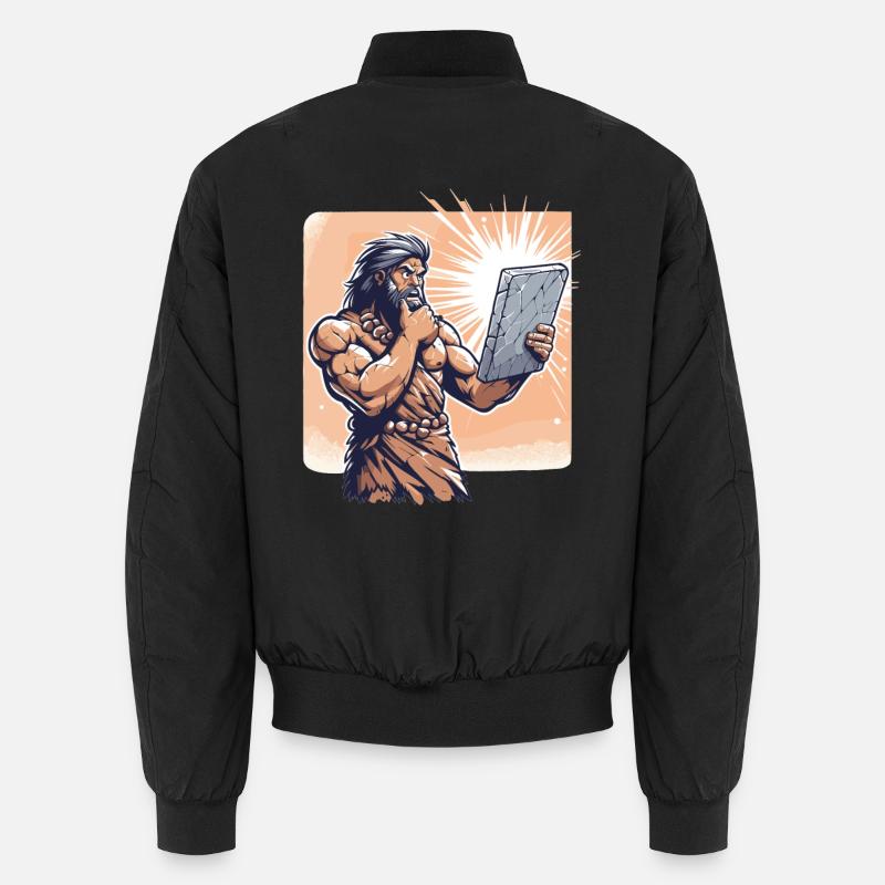 Idea Idea Caveman Stone Tablet Gift - Unisex Bomber Jacket - black