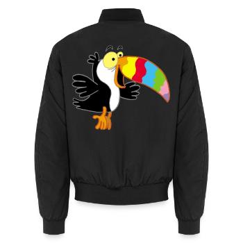 Oiseau et bec multicolore - Bomber unisexe - noir - Dos - AI Model Male 185 light (185cm)