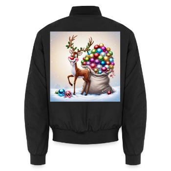 Cute Reindeer - Unisex Bomber Jacket - black - Back - AI Model Male 185 light (185cm)