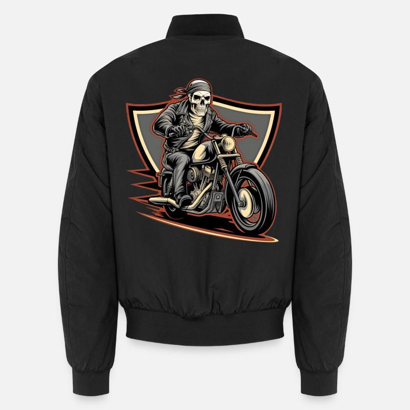 Fearless biker on a gloomy ride - Unisex Bomber Jacket - black