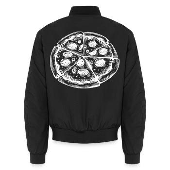Pizza Drawing - Unisex Bomber Jacket - black - Back - AI Model Male 185 light (185cm)