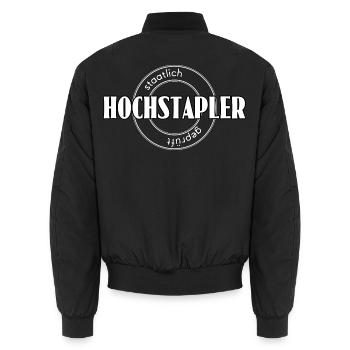 Hochstapler - Unisex Bomberjacke - Schwarz - Hinten - AI Model Male 185 light (185cm)
