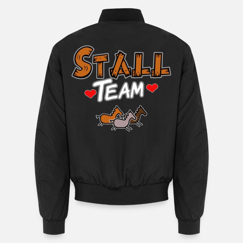 Team im Stall Pferde - Unisex Bomberjacke - Schwarz