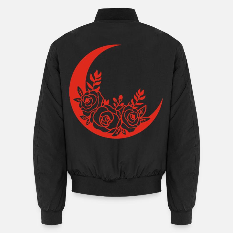Lune fleurie rouge Bomber unisexe