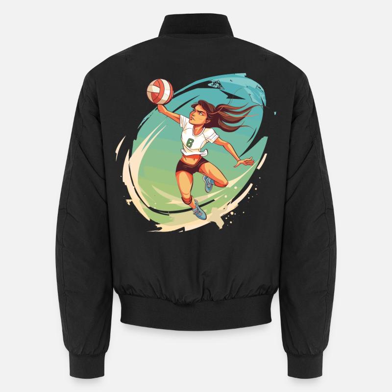 Volleyballspielerin Comic Stil - Unisex Bomberjacke - Schwarz