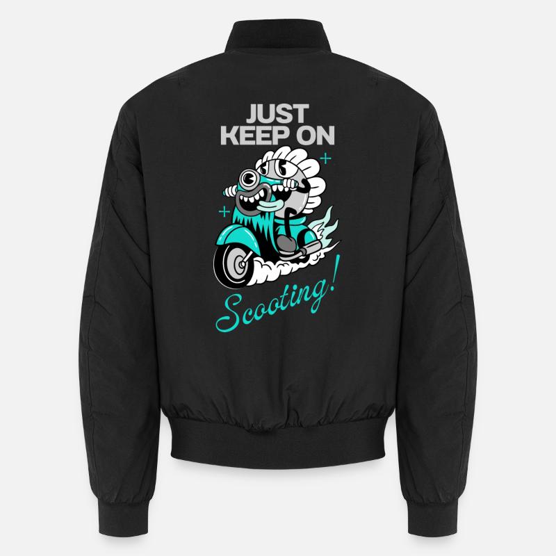 Just Keep On Scooting – Comic Scooter Fun Unisex Bomberjacke
