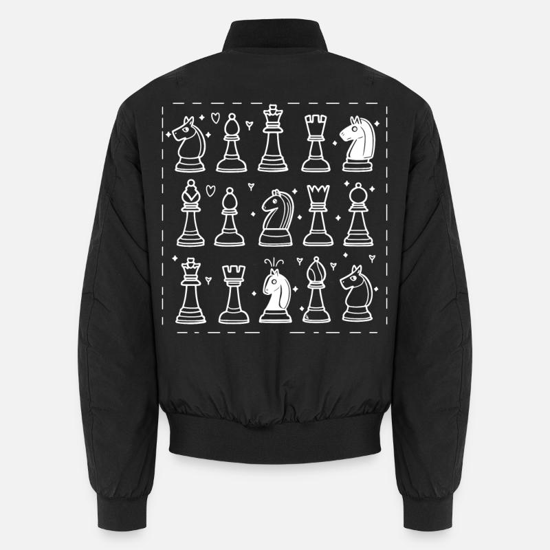 Pièces d’échecs Dessin au trait Bomber unisexe