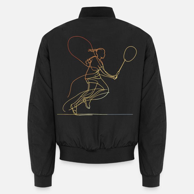 Badminton Player Sketch - Unisex Bomber Jacket - black