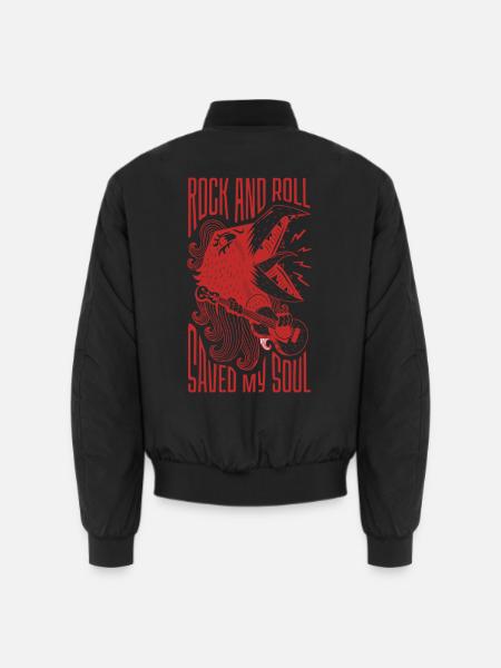 Rock and Roll Saved My Soul – Retro Tattoo Style - Unisex Bomberjacke - Schwarz