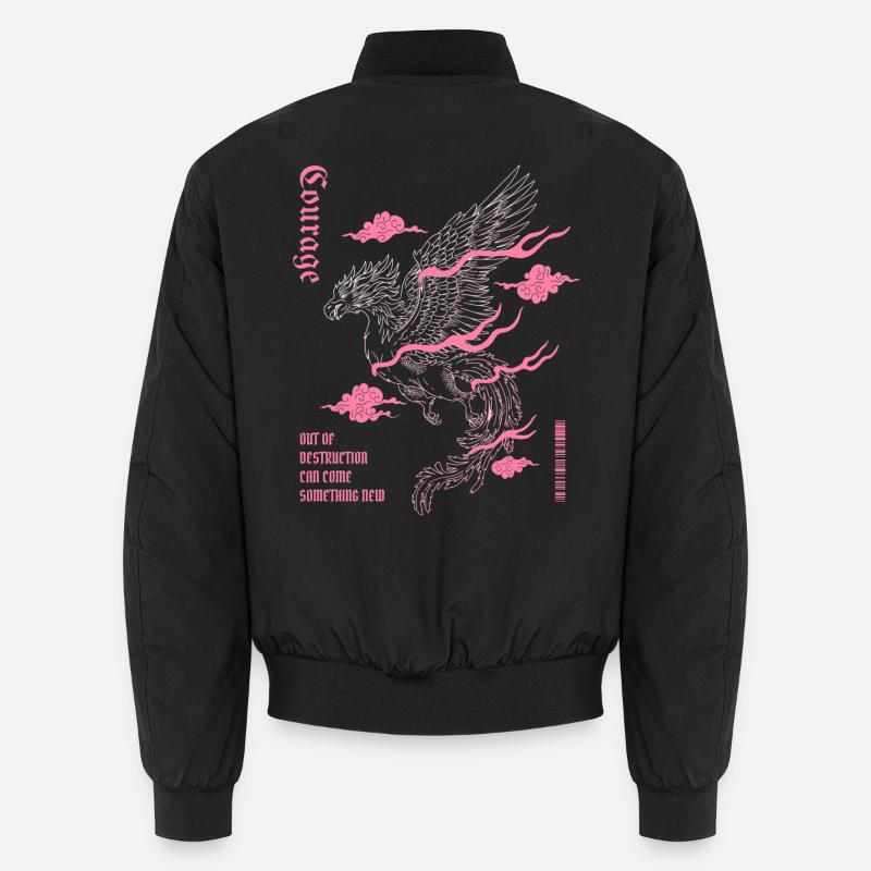 Courage – Phoenix Wiedergeburt Design Unisex Bomberjacke
