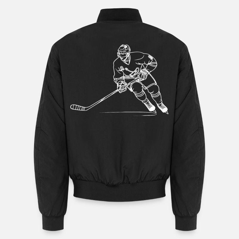 Hockey Player Line Art - Unisex Bomber Jacket - black