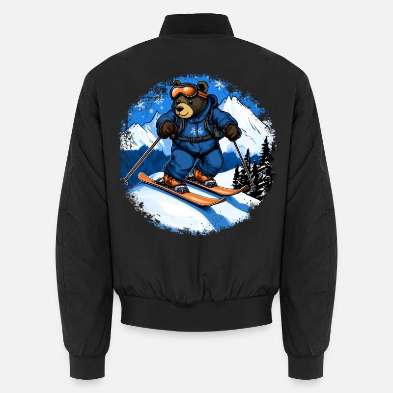 Bear Skier / Ski Bear - Unisex Bomber Jacket - black