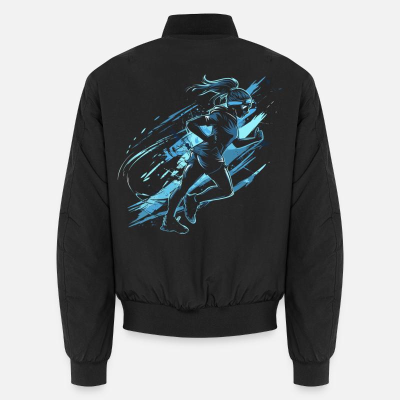 Läuferin Grafik - Unisex Bomberjacke - Schwarz