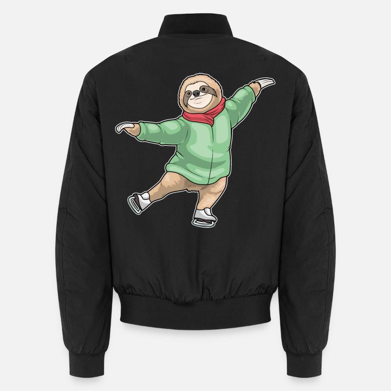 Faultier Eislaufen Schlittschuhe - Unisex Bomberjacke - Schwarz