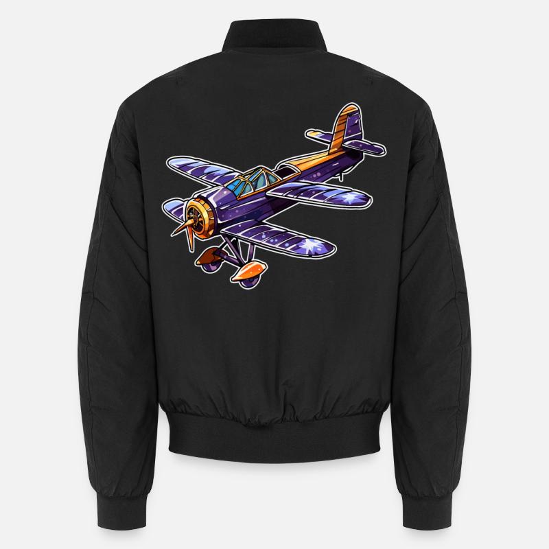 Propeller Plane Comic Look - Unisex Bomber Jacket - black