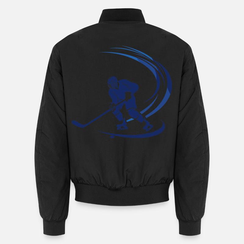 Hockey Player Drawing - Unisex Bomber Jacket - black
