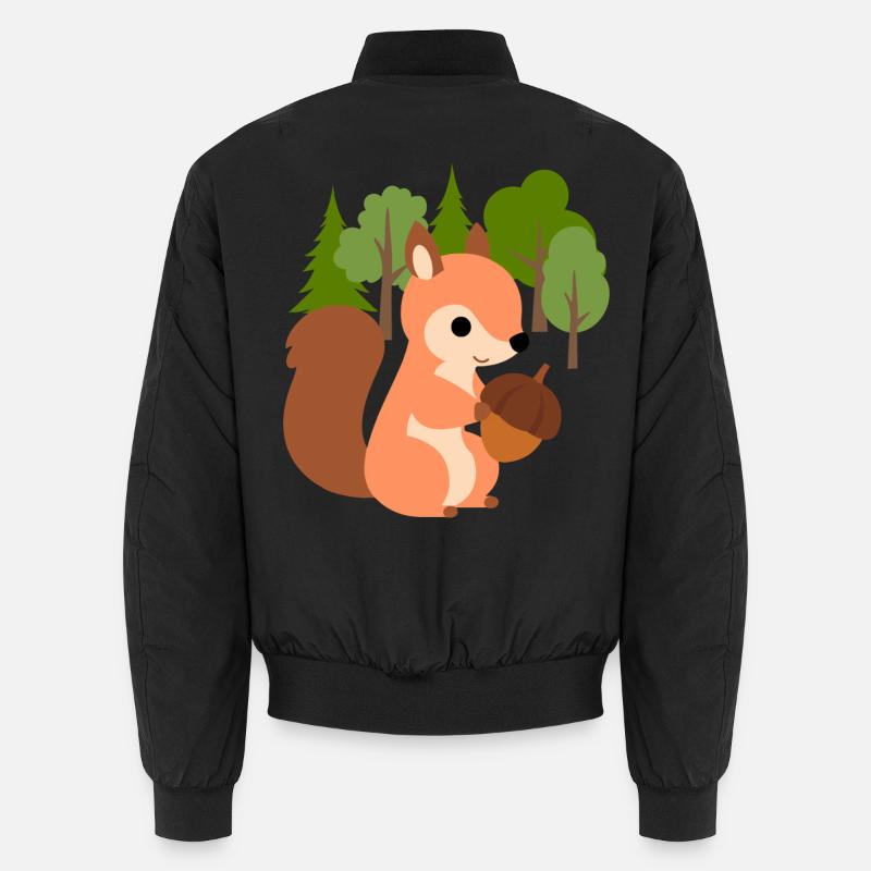 Eichhörnchen mit Nuss - Unisex Bomberjacke - Schwarz