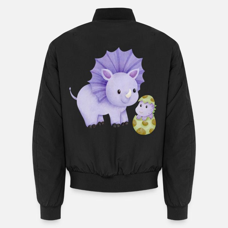 Dinosaur mom with child - Unisex Bomber Jacket - black