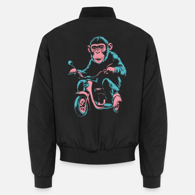 Affe auf dem Roller – Retro Streetstyle - Unisex Bomberjacke - Schwarz