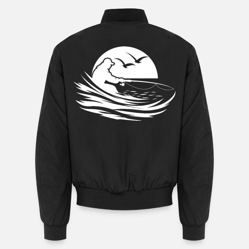 Graphique de pêche - Bomber unisexe - noir