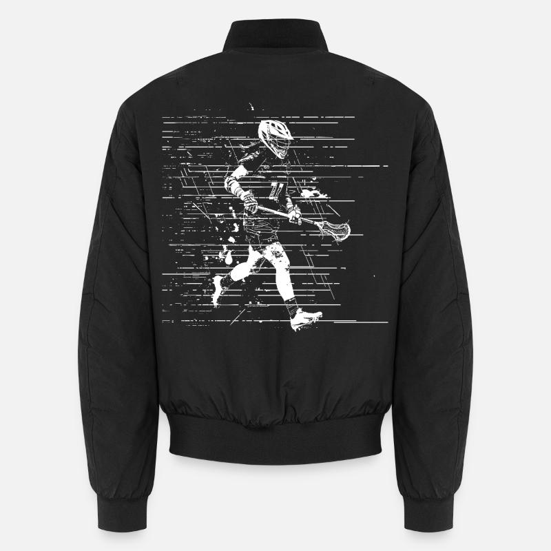 Lacrosse Player Drawing - Unisex Bomber Jacket - black