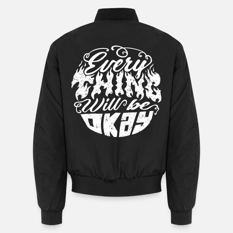 Everything Will Be Okay – Flame Font Unisex Bomber Jacket