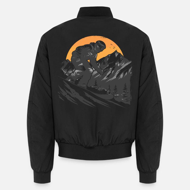 Snowboarder Drawing - Unisex Bomber Jacket - black