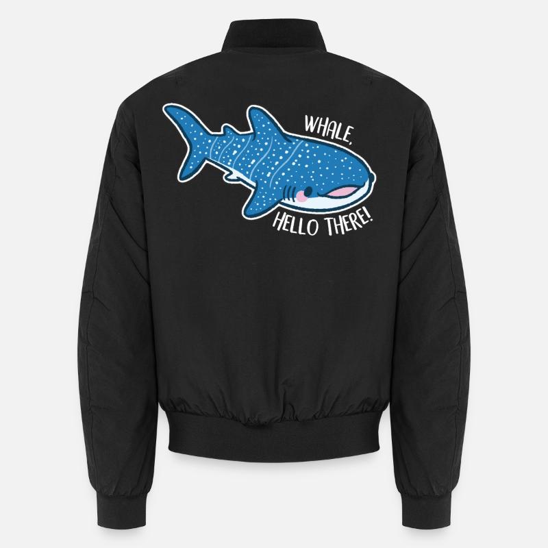 Funny whale shark with pun - Unisex Bomber Jacket - black