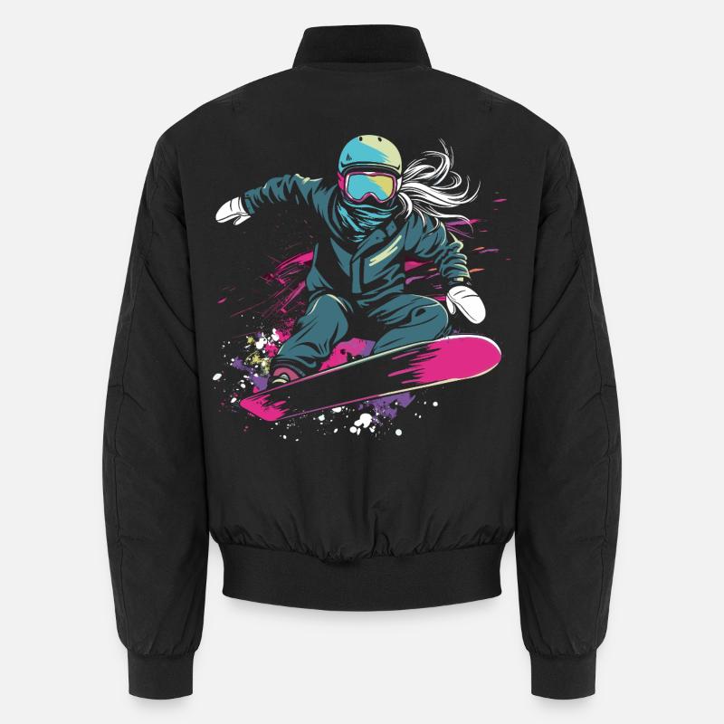 Snowboarder Graphic - Unisex Bomber Jacket - black